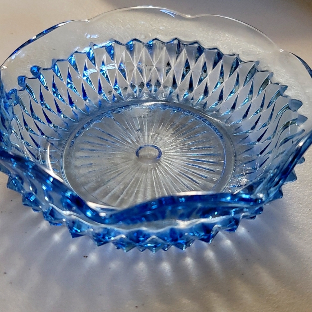 Vintage 1965 blue cut bowl